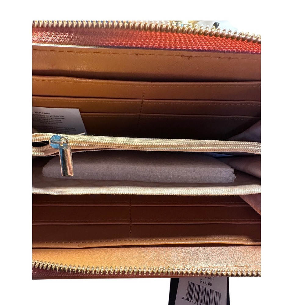 C. Wonder Florence Zip-Around Wristlet Wallet Cognac Laser Cut NWT - Picture 3 of 3